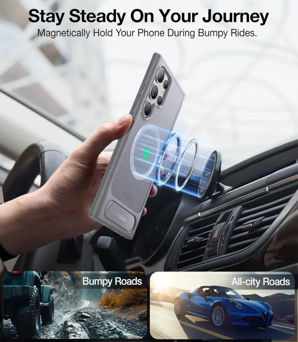 Torras UPro Pstand Hoesje Samsung Galaxy S24 Ultra - Grijs
