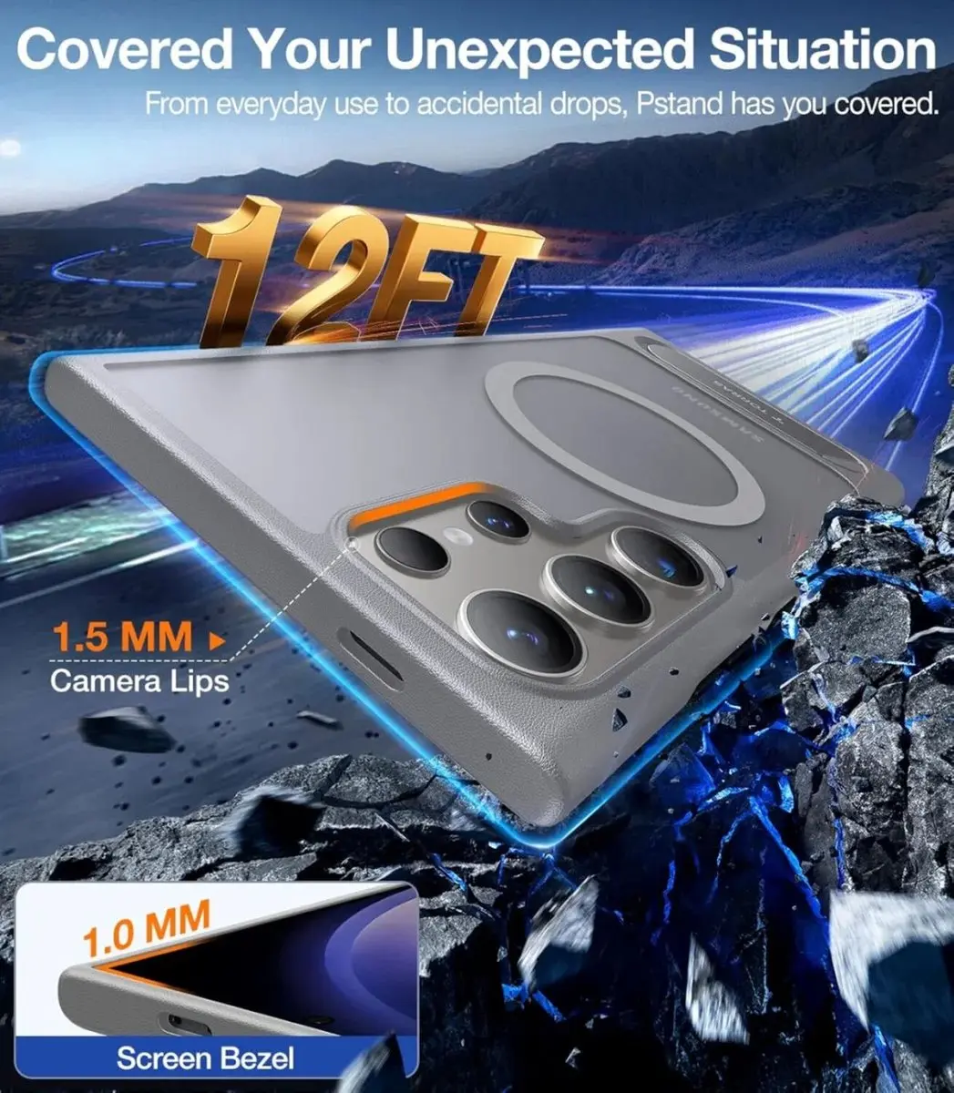 Torras UPro Pstand Hoesje Samsung Galaxy S24 Ultra - Grijs - afbeelding 6 van 6