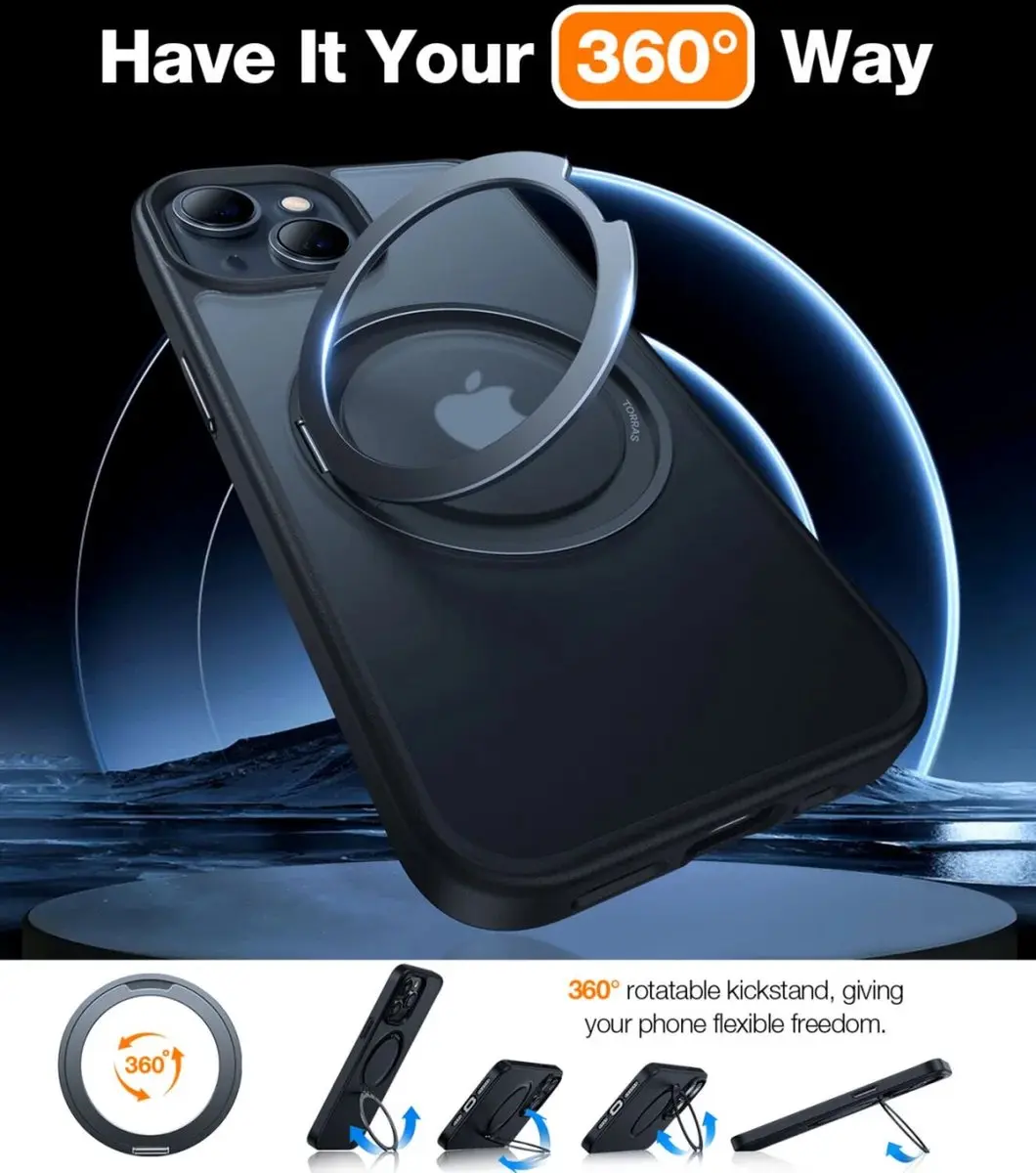 Torras UPro Ostand Pro X00FX0305 iPhone 15 Hoesje - MagSafe - Zwart