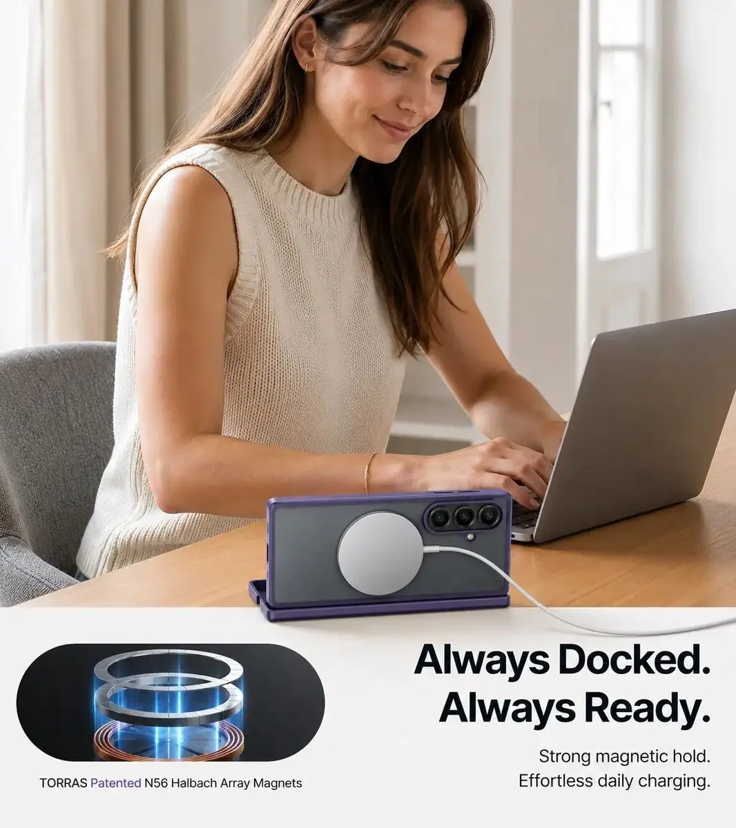 Torras Guardian Magnetic Hoesje Samsung Galaxy Z Fold8 Ultra - Paars