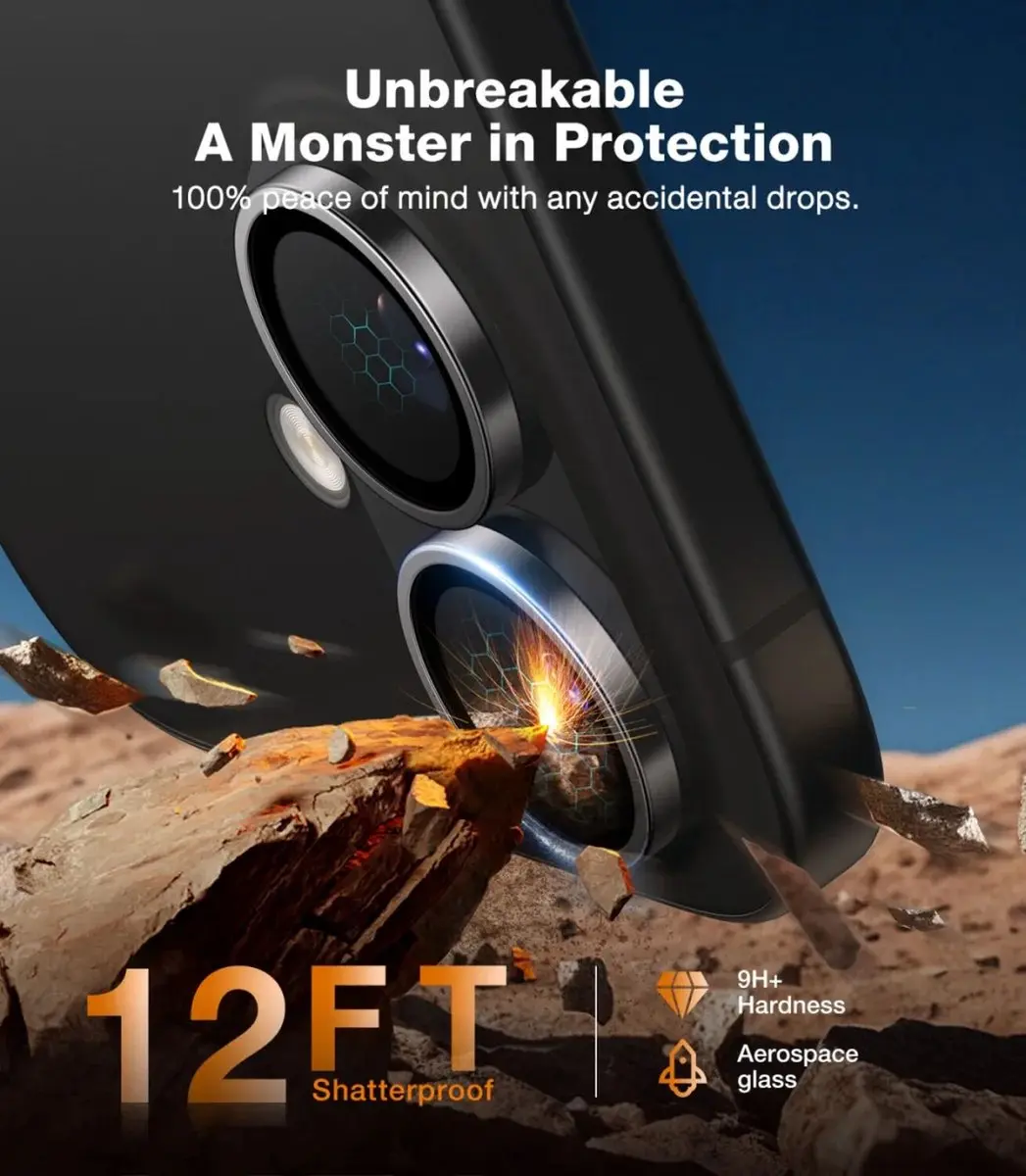 Torras LensGuard iPhone 16/16 Plus Camera Lens Protector - 9H Glas - Zwart