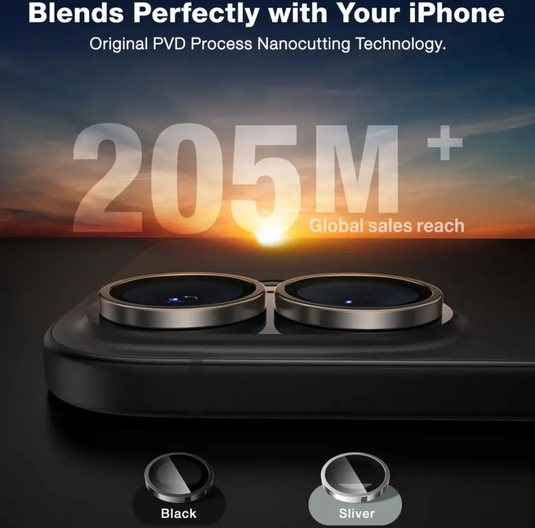 Torras LensGuard iPhone 16/16 Plus Camera Lens Protector - 9H Glas - Zwart