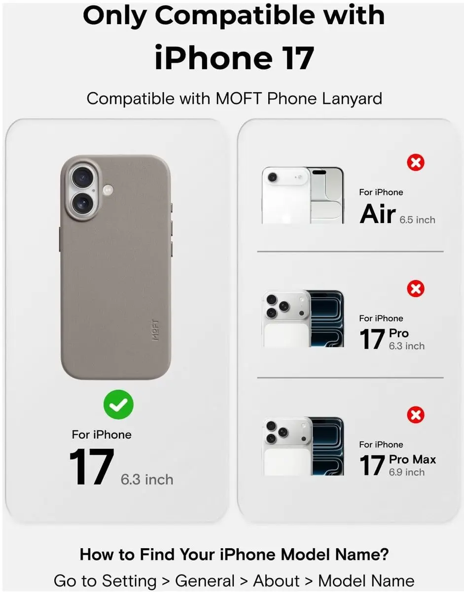 MOFT iPhone 17 Hoesje - Vegan Leer - Taupe - MagSafe