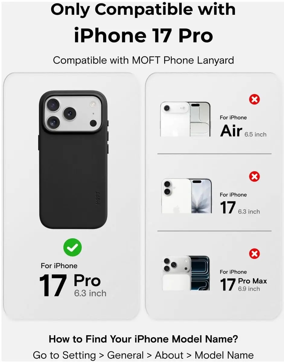 MOFT iPhone 17 Pro MagSafe Hoesje - Zwart Vegan Leer