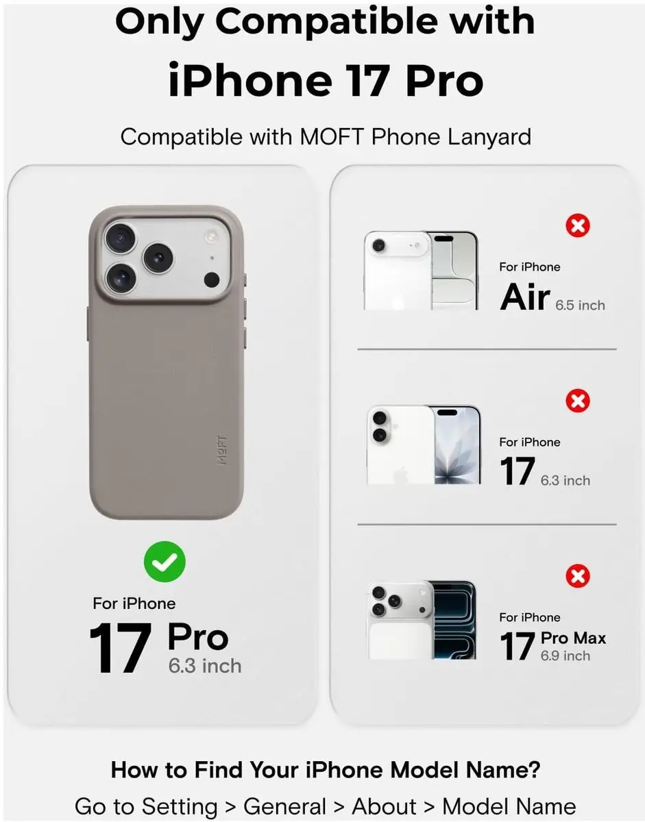MOFT Hoesje iPhone 17 Pro - MagSafe Vegan Leer - Taupe