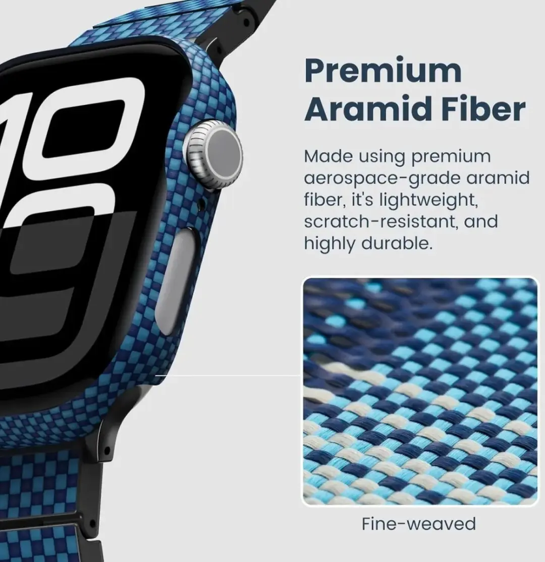 Pitaka Air Case Apple Watch 10 42mm - Blauw - 600D Aramidevezels