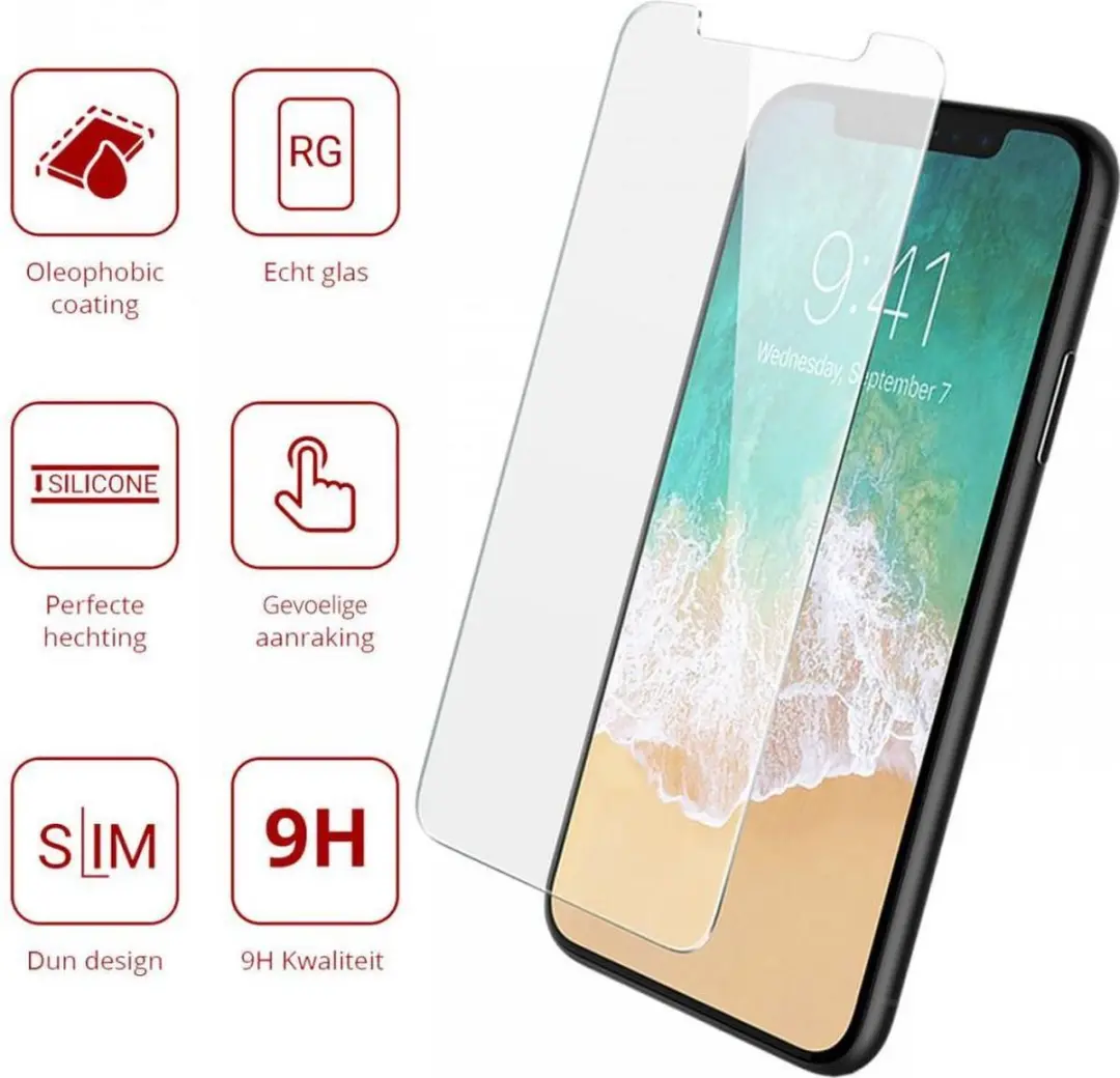 Rosso Tempered Glass Screenprotector iPhone Xs - 9H