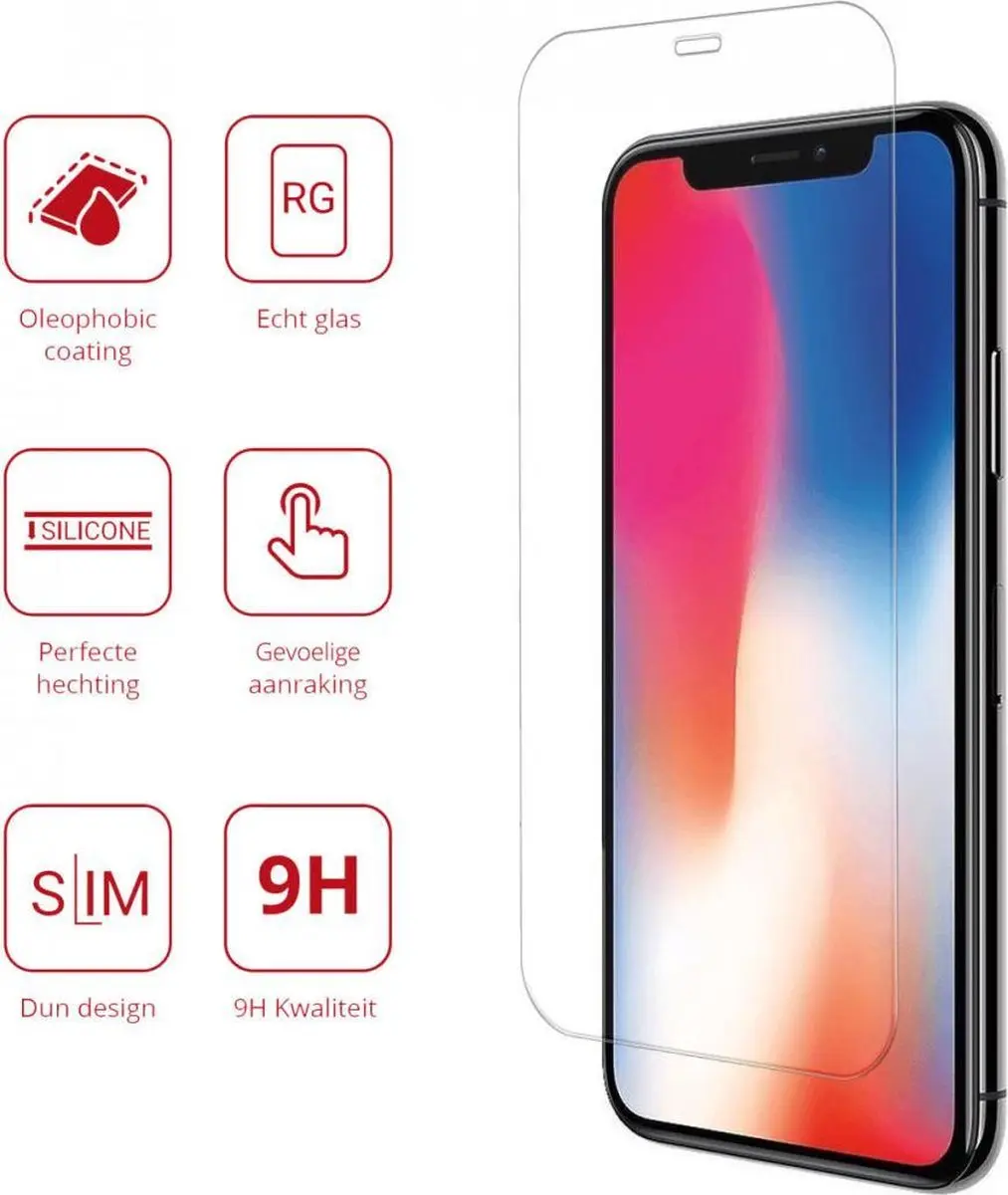 Rosso Tempered Glass Screenprotector iPhone Xs - 9H - afbeelding 6 van 6