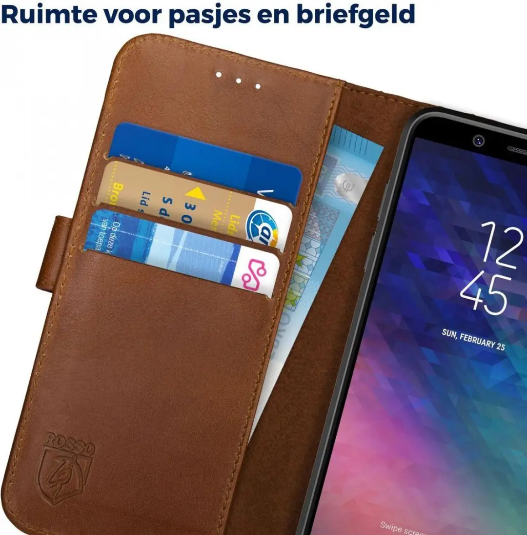 Rosso Deluxe Book Case Samsung Galaxy A6 (2018) - 3 Pasjes - Bruin