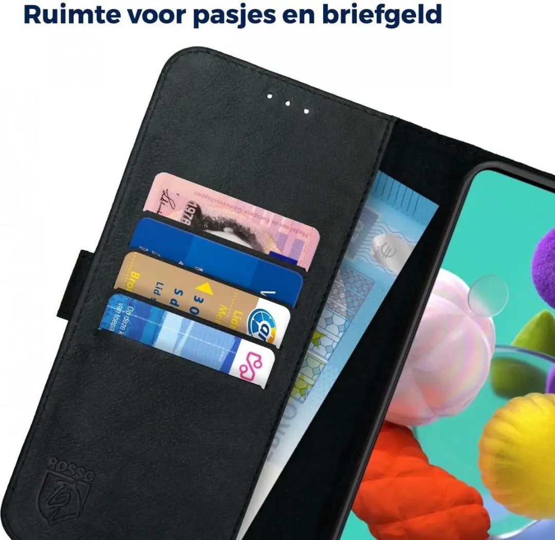 Rosso Deluxe Book Case Samsung Galaxy A71 - 3 Pasjes - Zwart