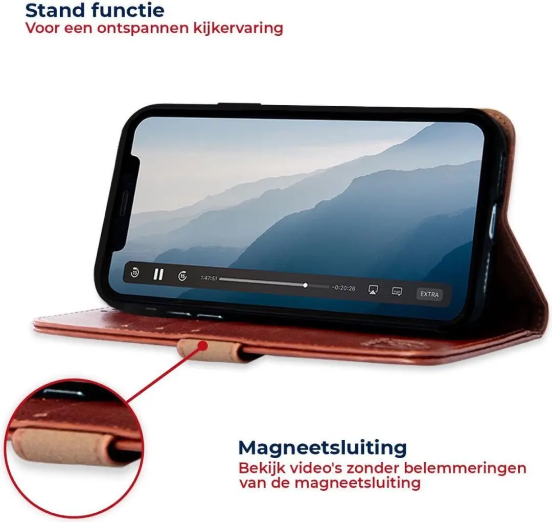 Rosso Element Hoesje iPhone 12/12 Pro - 3 Pasjes - Bruin