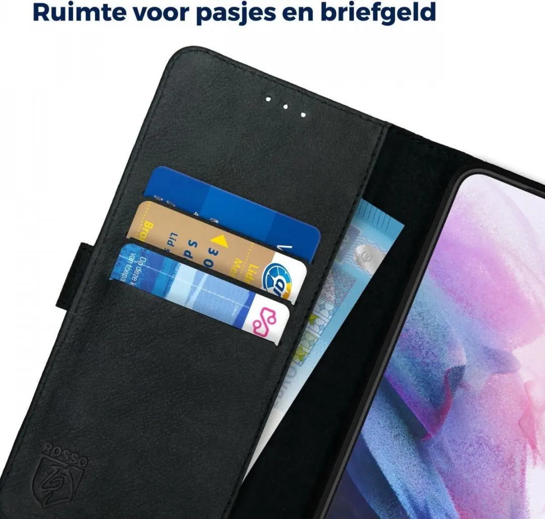 Rosso Deluxe Book Case Samsung Galaxy S21 Plus - 3 Pasjes - Zwart