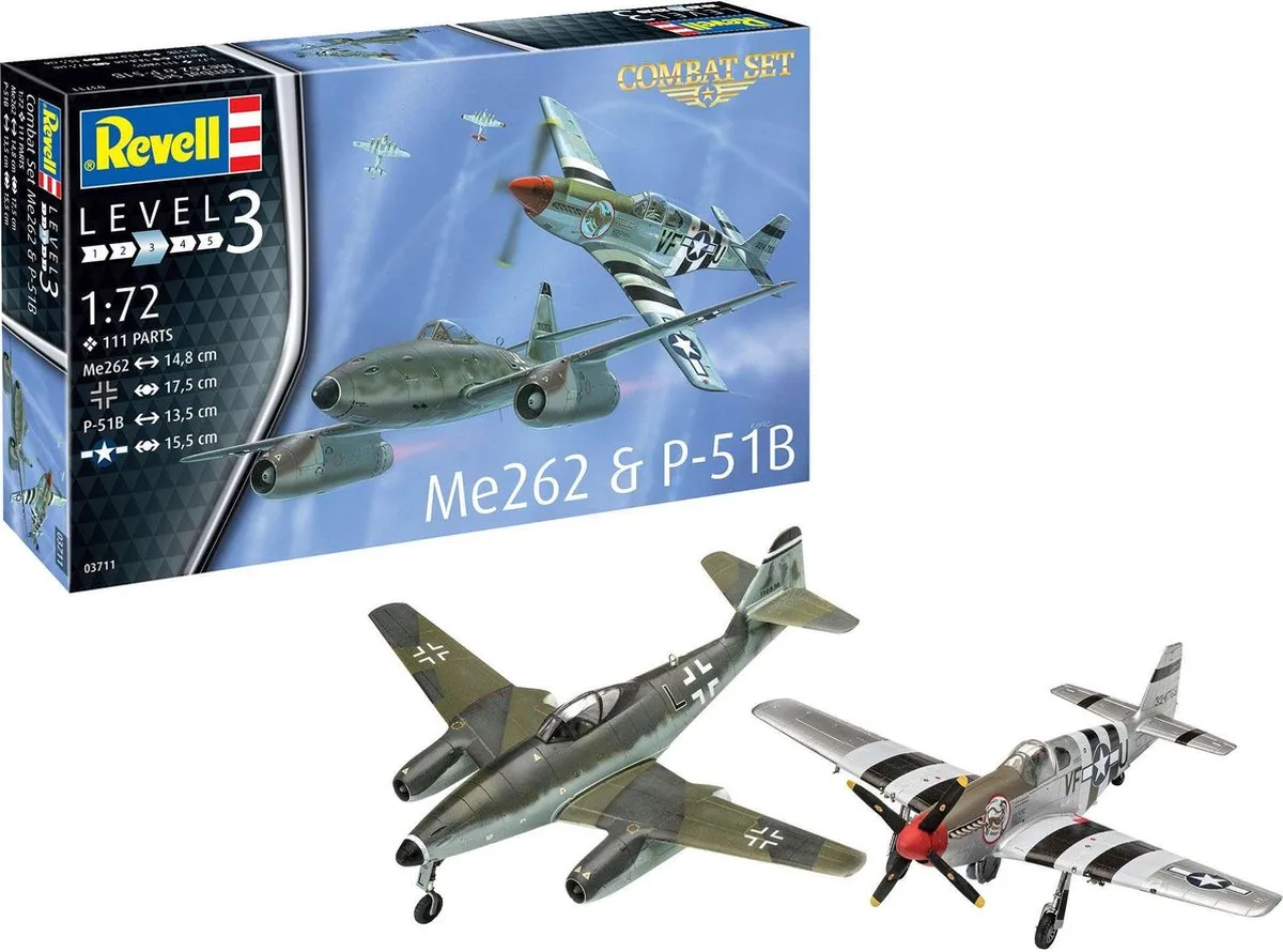 Revell 03711 Messerschmitt Me262 & P-51B Mustang Modelbouwpakket 1:72 - Multi