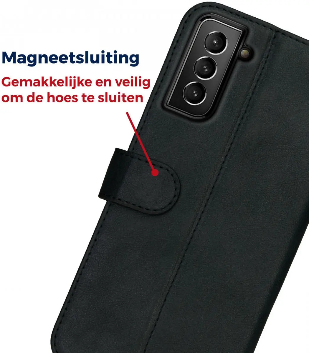 Rosso Deluxe Book Case Samsung Galaxy S21 FE - 3 Pasjes - Zwart