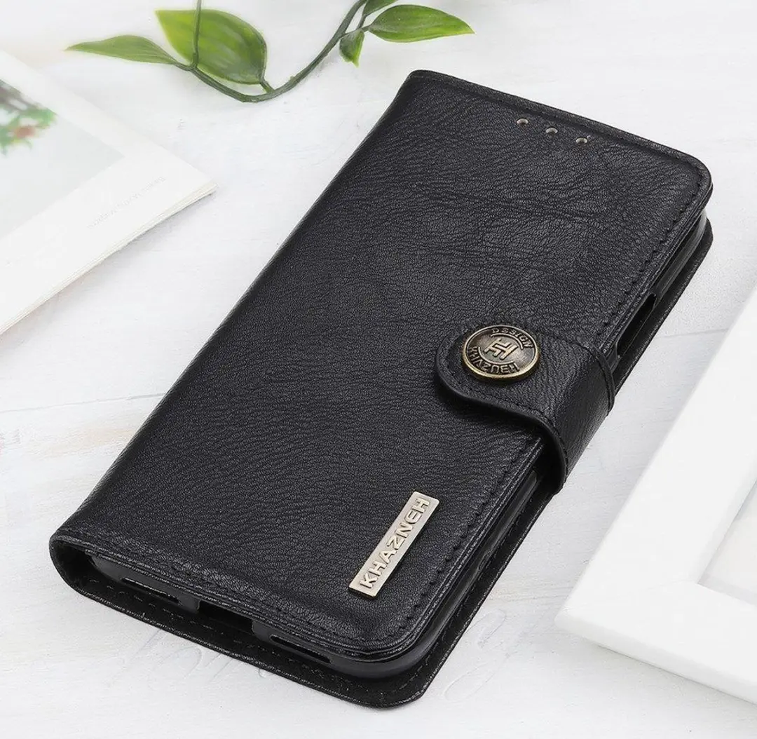 Khazneh Hoesje iPhone 13 Pro Max Book Case - 3 Pasjes - Zwart