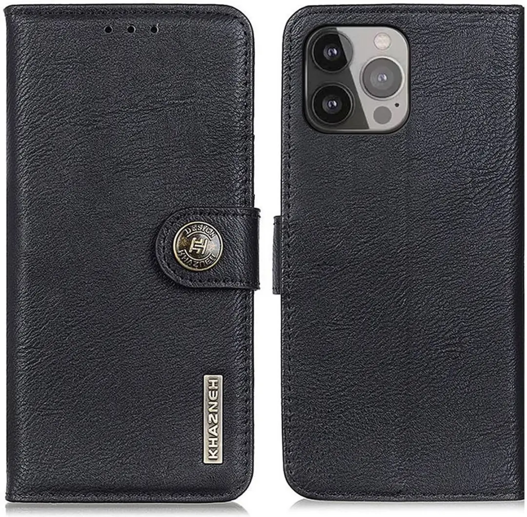 Khazneh Hoesje iPhone 13 Pro Max Book Case - 3 Pasjes - Zwart