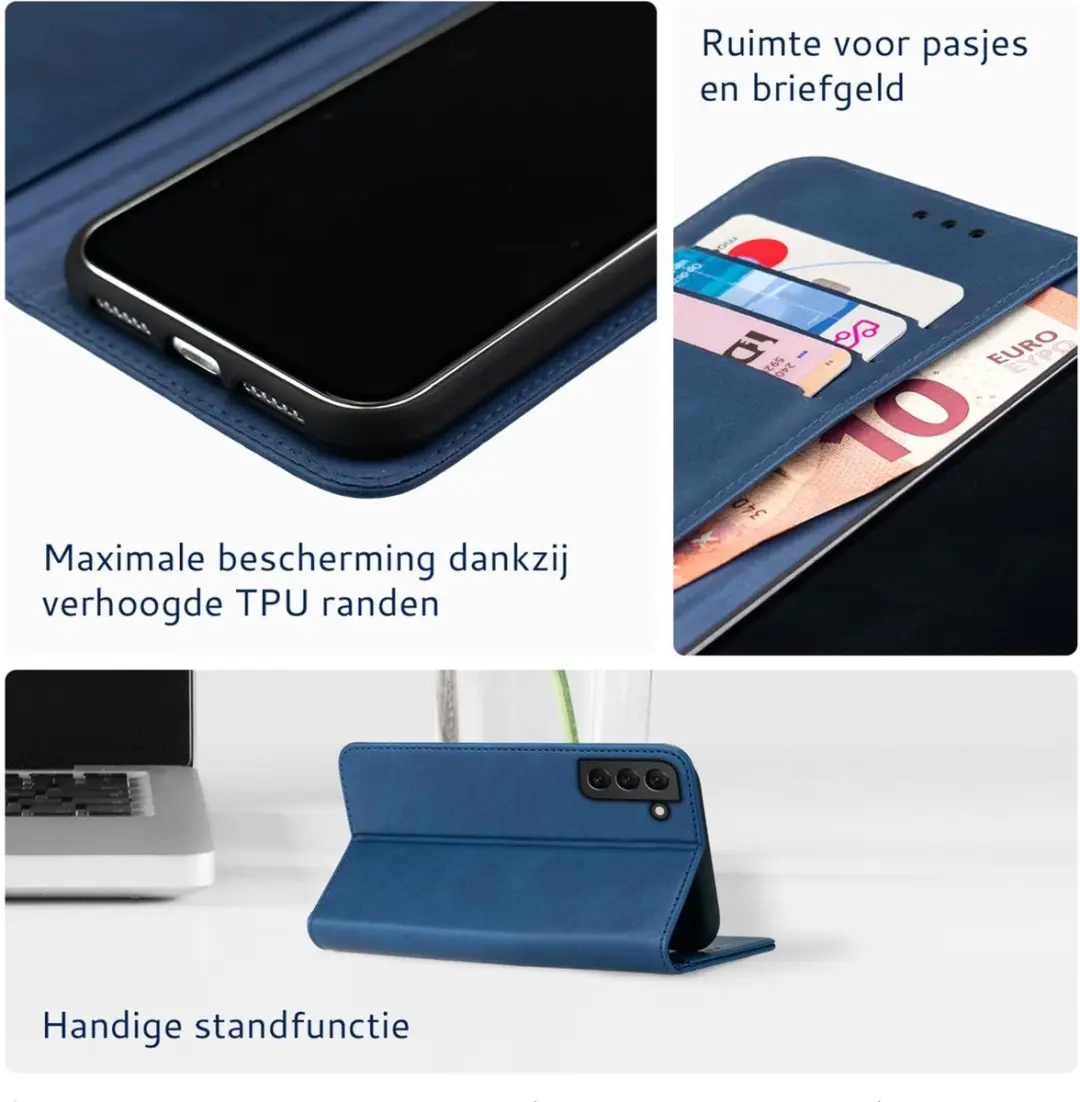 Rosso Element Book Case Wallet Samsung Galaxy S22 - 3 Pasjes - Blauw - afbeelding 6 van 6
