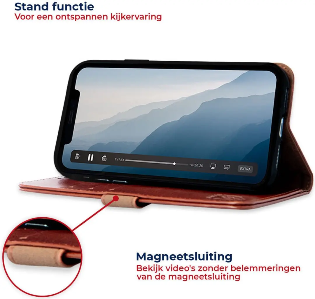 Rosso Element Book Case Wallet iPhone 13 Pro Max - 3 Pasjes - Bruin