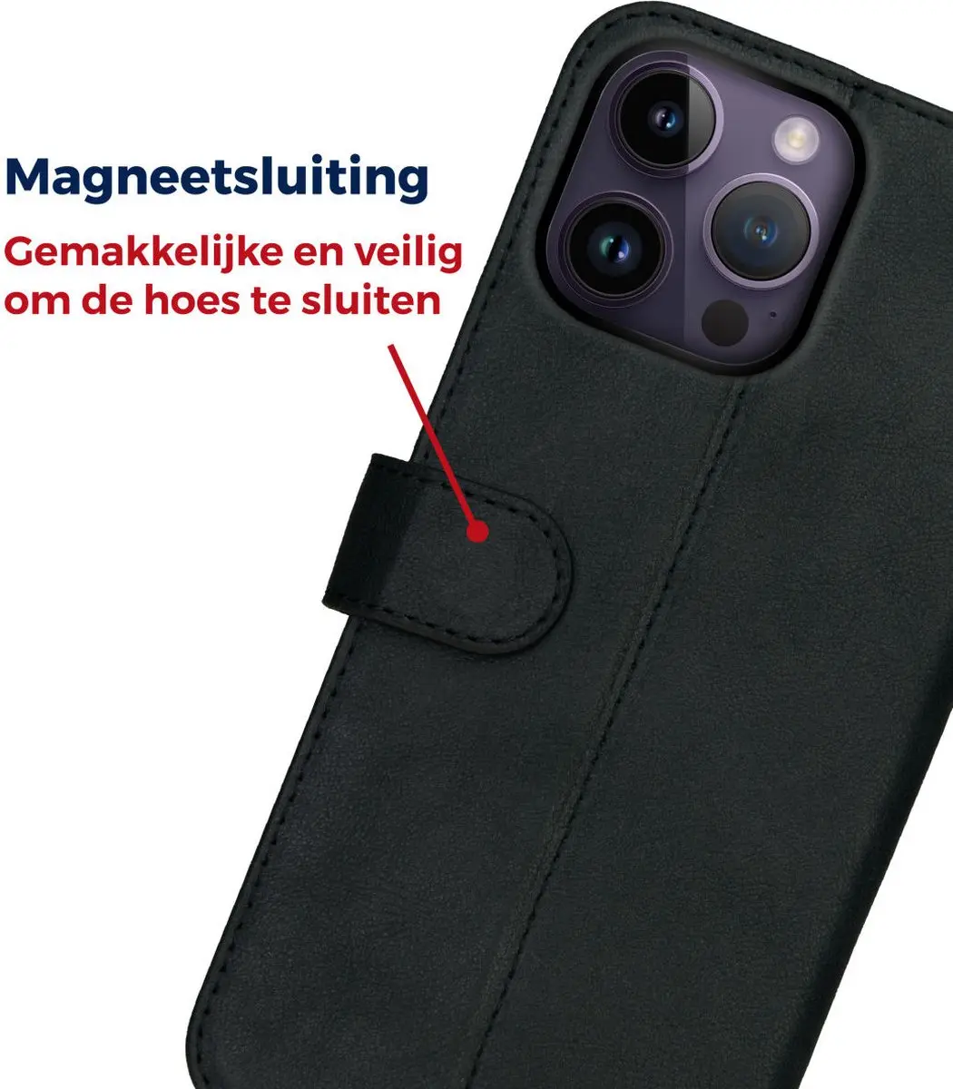 Rosso Deluxe Book Case iPhone 14 Pro 139201 - 3 Pasjes - Zwart