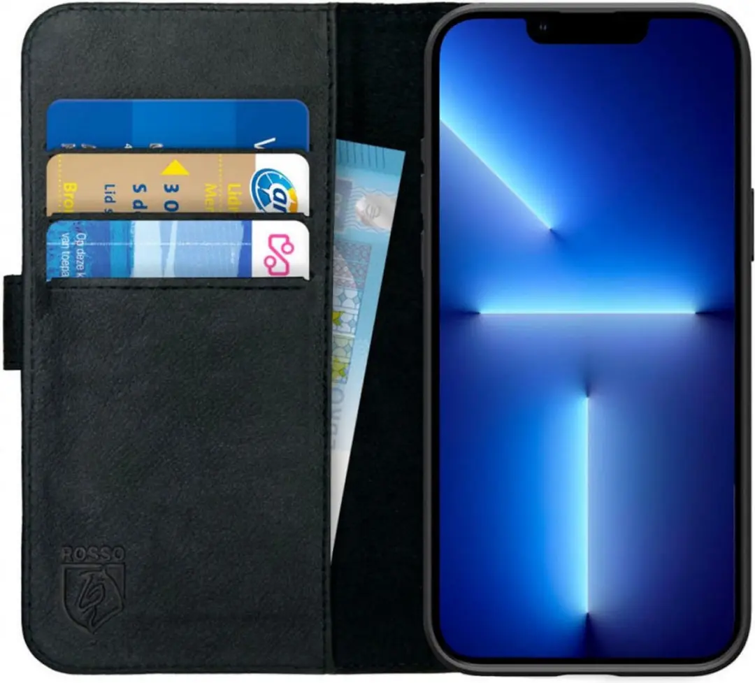 Rosso Deluxe Echt Leer Book Case Hoesje Geschikt voor Apple iPhone 14 Pro Max