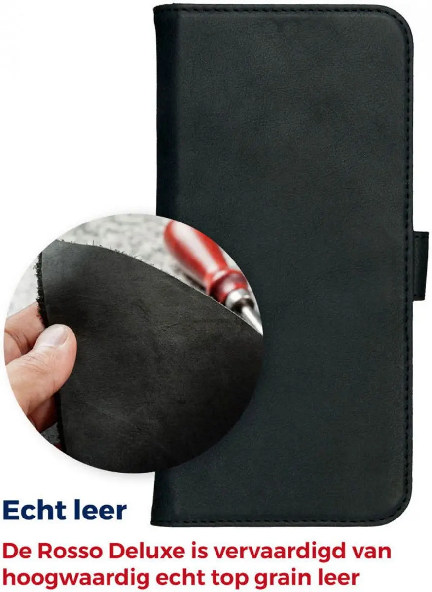 Rosso Deluxe Book Case iPhone 14 Pro Max 139213 - 3 Pasjes - Zwart