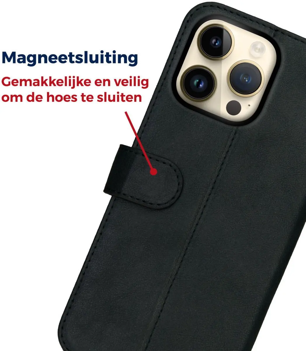 Rosso Deluxe Book Case iPhone 14 Pro Max 139213 - 3 Pasjes - Zwart