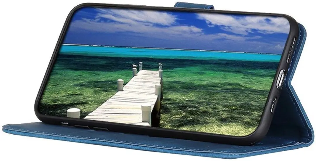 Khazneh Hoesje Retro Wallet Book Case Samsung Galaxy S23 Plus - Blauw