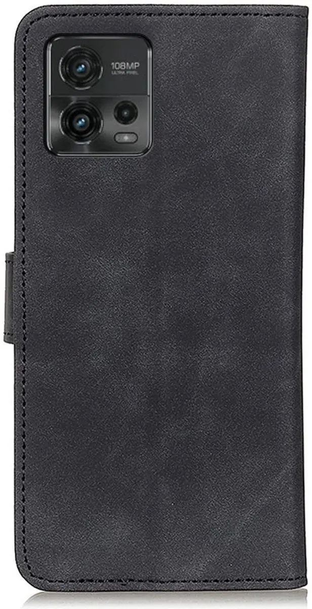 Khazneh Moto G72 Retro Wallet Hoesje - 2 Pasjes - Zwart
