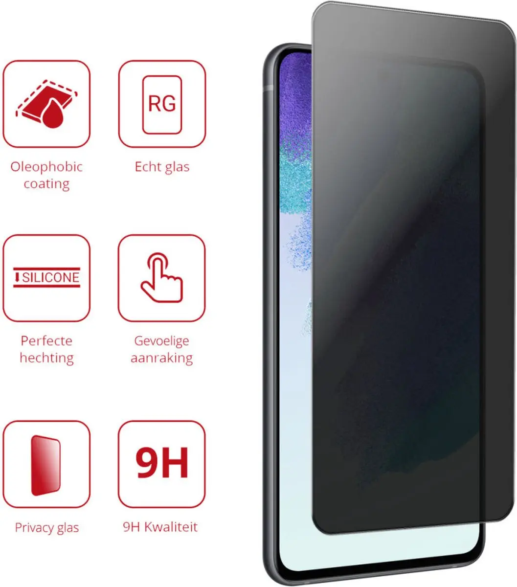 Rosso 9H Privacy Screen Protector Samsung Galaxy S21 FE - 9H Gehard Glas