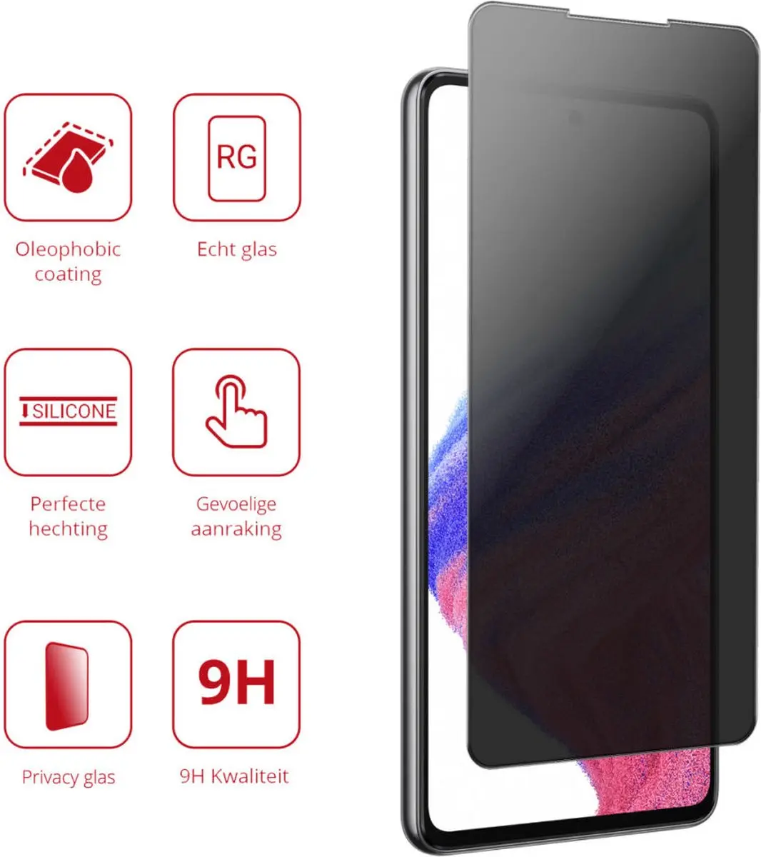Rosso Privacy Screen Protector Samsung Galaxy A53 - 9H Glas
