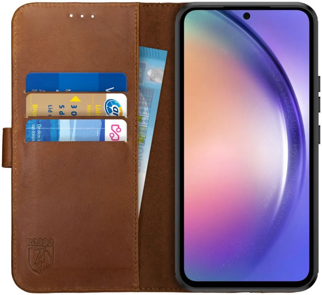 Rosso Deluxe Echt Leer Book Case Hoesje Geschikt voor Samsung Galaxy A54