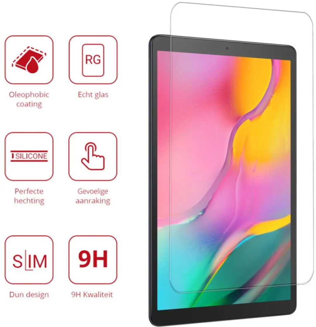 Rosso 9H Tempered Glass Screen Protector 147169 - Samsung Galaxy Tab A 10.1 (2019) - Transparant/Red