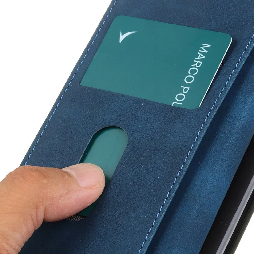Khazneh Motorola Edge 40 Pro Hoesje Retro Wallet Blauw - 2 Pasjes