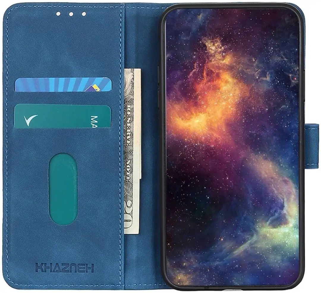 KHAZNEH Motorola Edge 40 Pro Hoesje Retro Wallet Book Case Blauw