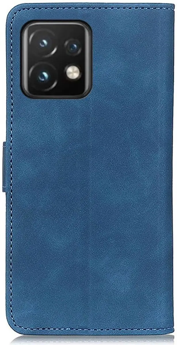 Khazneh Motorola Edge 40 Pro Hoesje Retro Wallet Blauw - 2 Pasjes