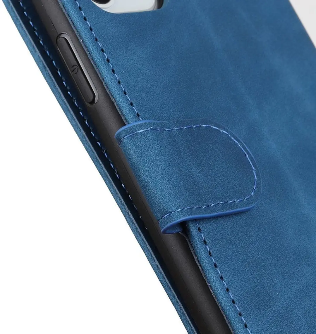 Khazneh Motorola Edge 40 Pro Hoesje Retro Wallet Blauw - 2 Pasjes