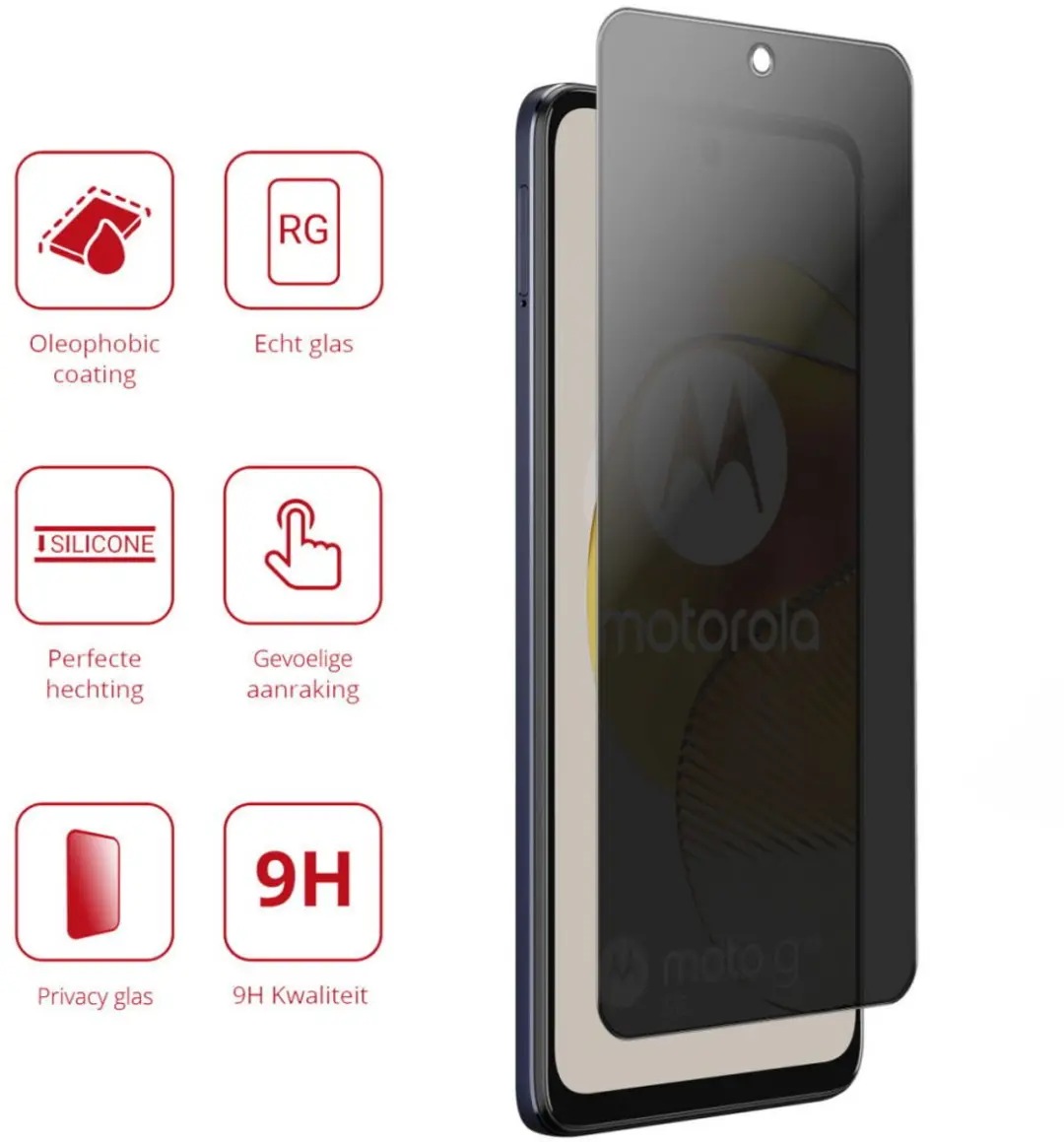 Rosso Privacy Screen Protector Motorola Moto G73 - 9H Glas