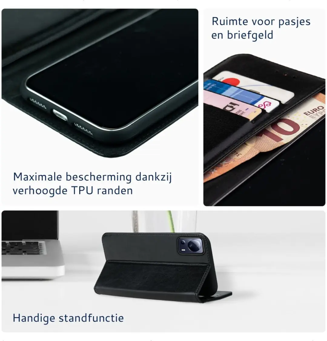 Rosso Element Book Case Wallet Xiaomi 13 Lite - 3 Pasjes - Zwart
