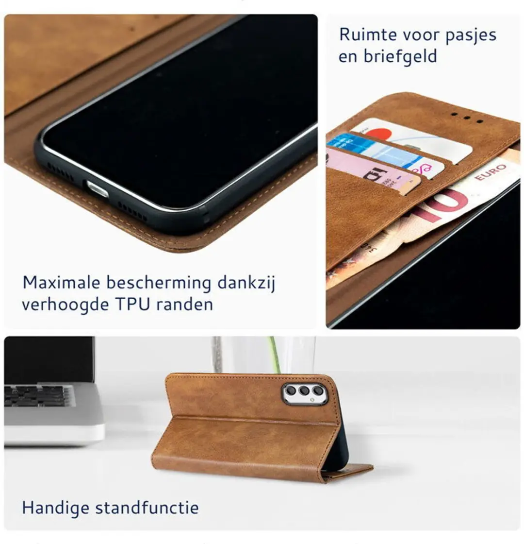 Rosso Element Book Case Wallet Samsung Galaxy A24 - 3 Pasjes - Bruin - afbeelding 6 van 6