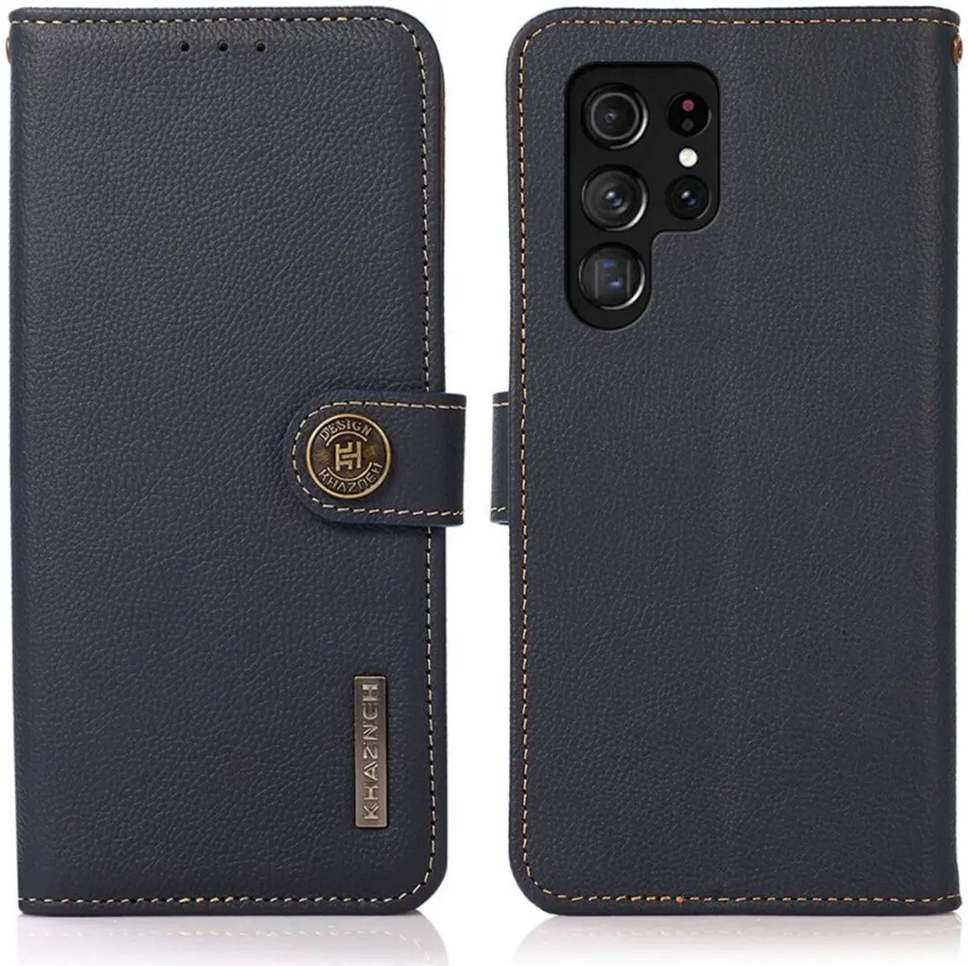 Khazneh Hoesje Book Case Samsung Galaxy S23 Ultra - 3 Pasjes - Blauw