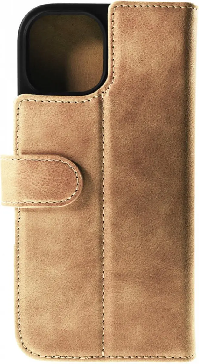Rosso Elite 173765 Hoesje iPhone 14 - Echt Leer Lichtbruin - 3 Pasjes