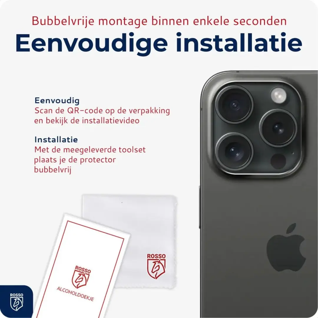 Rosso Camera Lens Protector Apple iPhone 15 Pro/Pro Max - Glas - Transparant