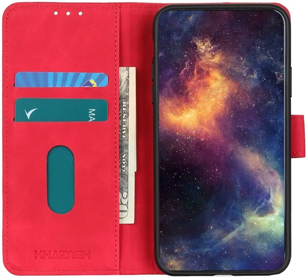 KHAZNEH Motorola Edge 40 5G Hoesje Retro Wallet Book Case Rood