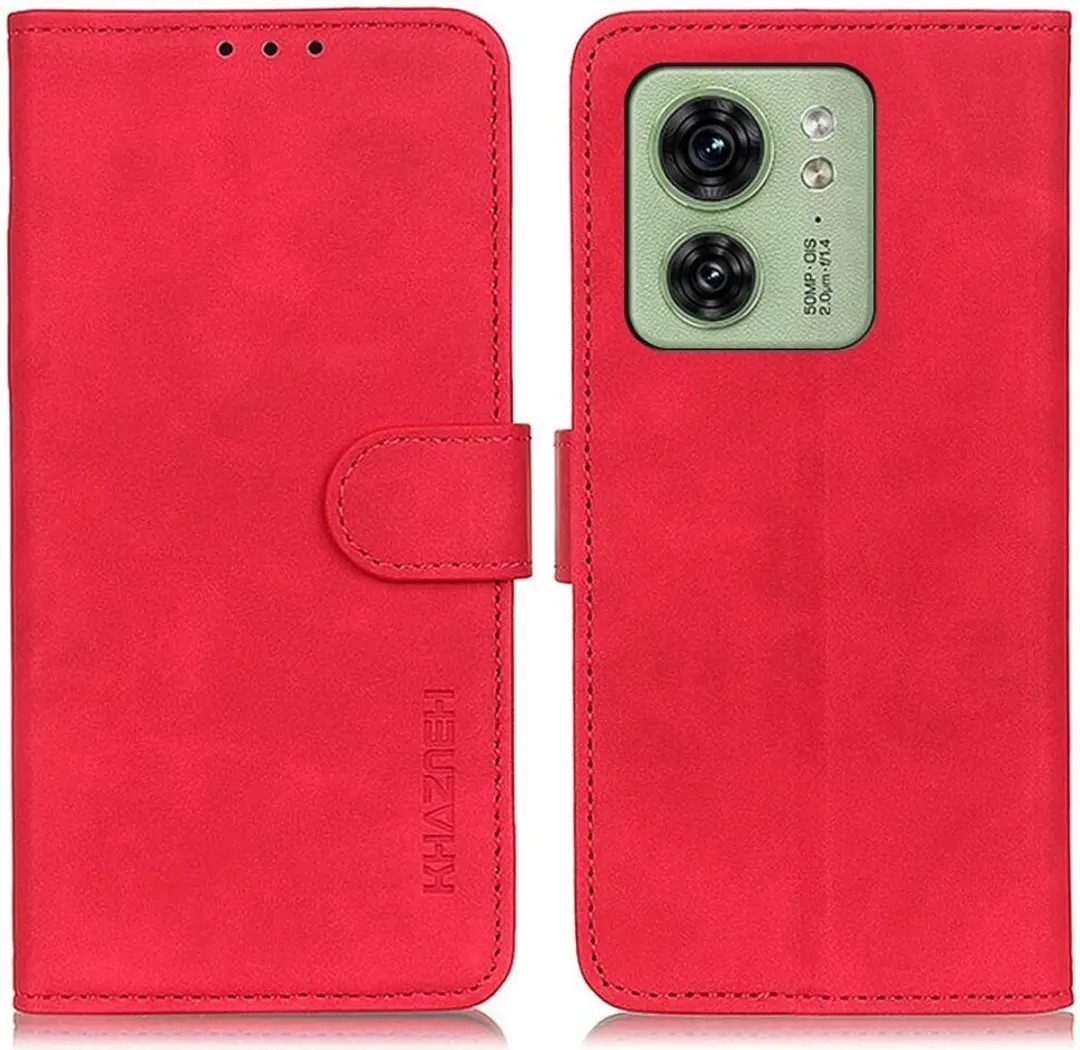 Khazneh Motorola Edge 40 Hoesje Retro Wallet - Rood