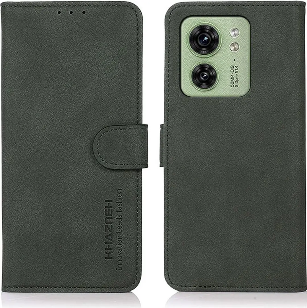 Khazneh Motorola Edge 40 Hoesje Retro Wallet - Groen
