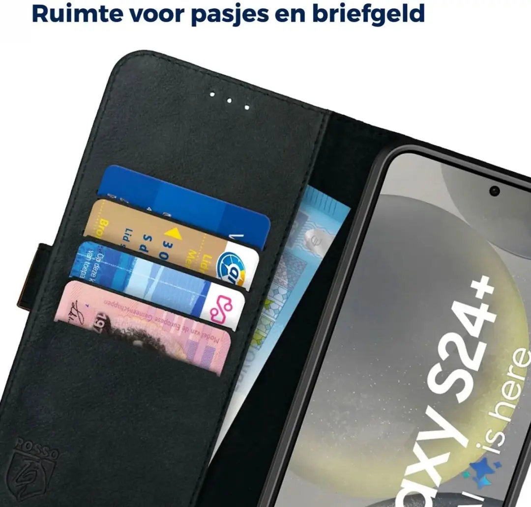 Rosso Deluxe Book Case Samsung Galaxy S24 Plus - 3 Pasjes - Zwart