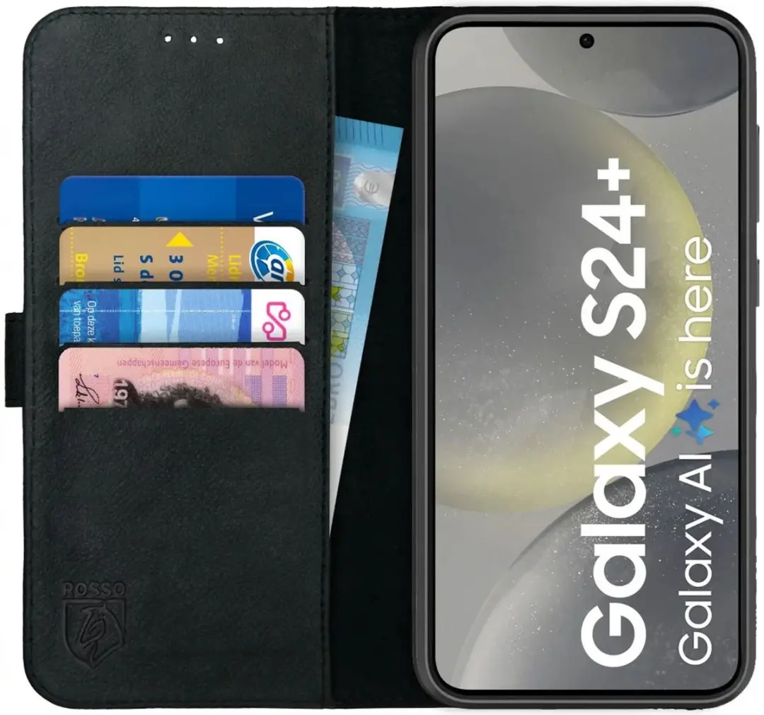 Rosso Deluxe Echt Leer Book Case Hoesje Geschikt voor Samsung Galaxy S24 Plus