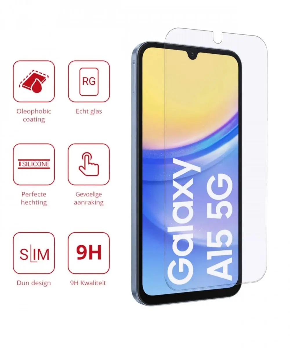 Rosso 9H Tempered Glass Screen Protector Samsung Galaxy A15 - 1 Stuk