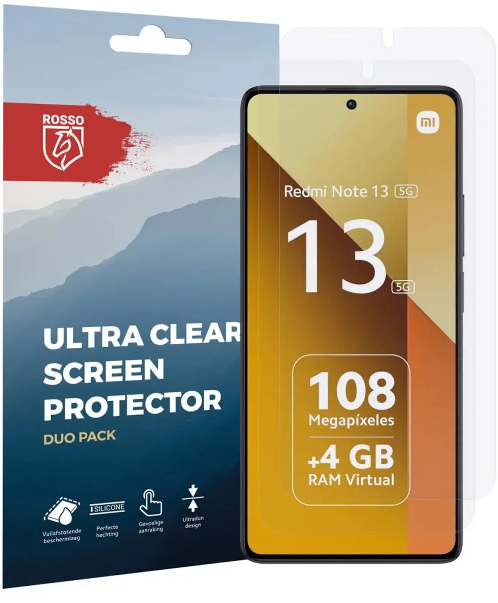 Rosso Screen Protector Ultra Clear voor Xiaomi Redmi Note 13 5G - 2 Stuks