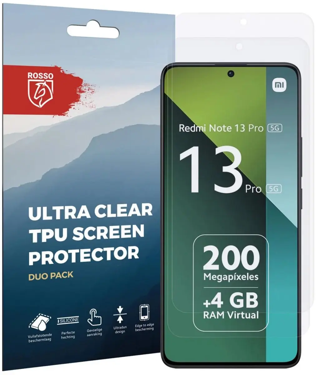 Rosso Screen Protector Ultra Clear 2 Stuks - TPU voor Xiaomi Redmi Note 13 Pro/Poco M6 Pro